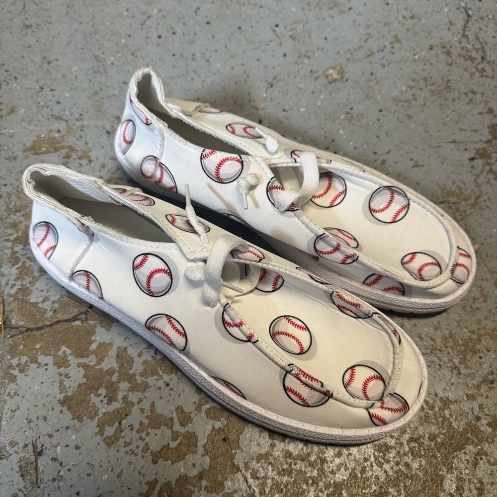 NEW baseball slip on sneakers shoes white